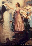Lord Frederic Leighton, A Girl Feeding Peacocks